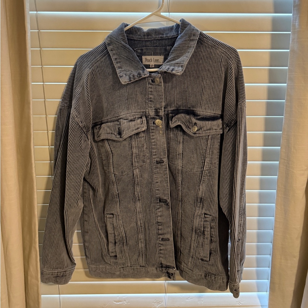 Peach Love California Gray Jean Jacket Classic Denim Style